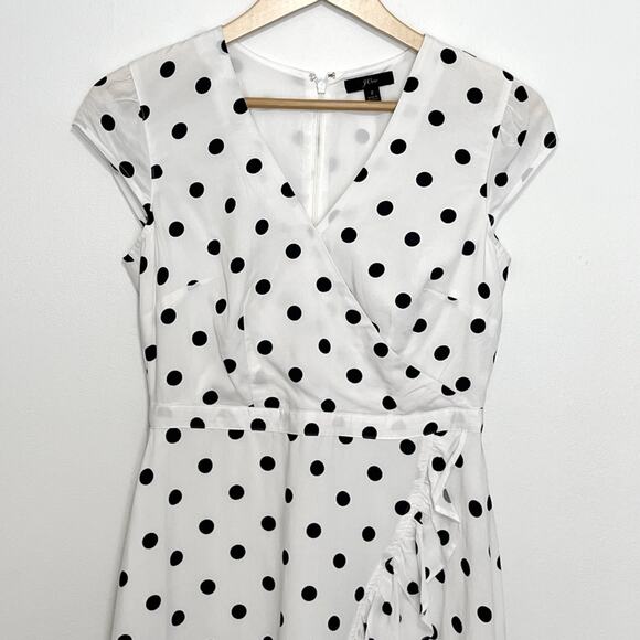J. Crew Faux Wrap Dress Fawn Polka Dot - Picture 3 of 10